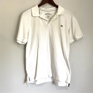 AEROPOSTALE Mens Medium White Distressed Short Sleeve Polo Shirt UU15